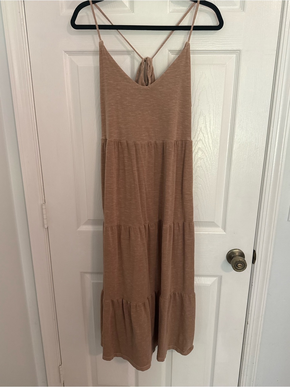 Old Navy Camel Tiered Spaghetti Strap Maxi Dress